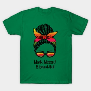 Playful Afro Black Woman Messy Bun T-shirt T-Shirt